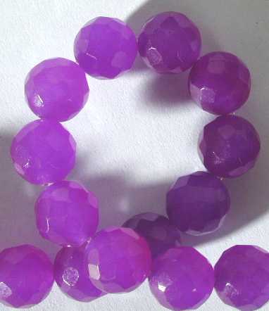 Large 10mm Faceted Lavender Jade Bead Strand