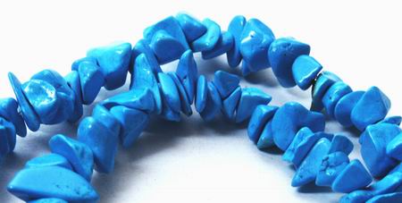 Blue Turquoise Chip Beads - Long 32" Strand
