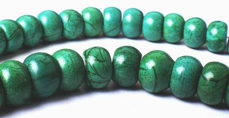 Large Green Turquoise Matrix Rondelle Beads