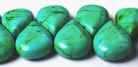 20 Blue Turquoise Teardrop Beads - Large Top-Drill