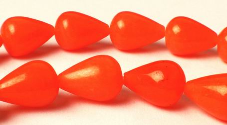 Orange Peardrop Jade Bead Strand