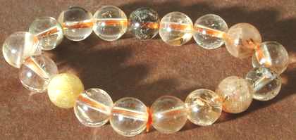 Unusual 10mm Rutilated Quartz Bead Bracelet