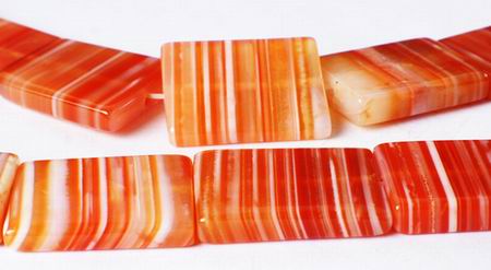 Sardonyx Agate Tile Bead Strand - Large