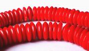 56 Large 12mm Fire Red Coral Disc Beads