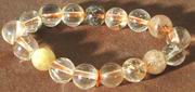 Unusual 10mm Rutilated Quartz Bead Bracelet