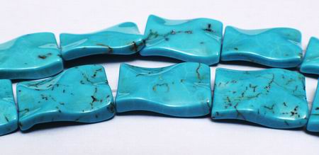 Unusual Wavy Blue Turquoise Rectangle Beads