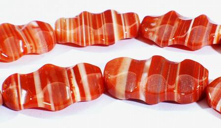 Wavy Oval Orange Sardonyx Beads - Large