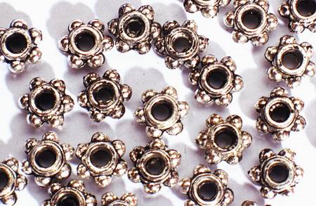 100 Silver Daisy Bead Spacers - 925