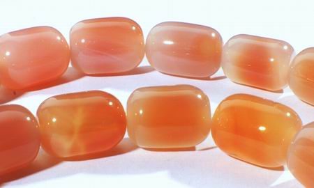 21 Large Barrel-Shape Peach Carnelian Beads