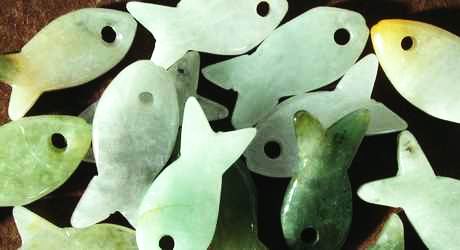 25 Unusual Chinese Jade Fish-shaped Beads