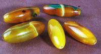 5 Sexy Long Barrel Yellow Agate Beads - Large