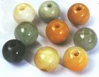 30 Green, Yellow & White Jade Beads - Large 10mm