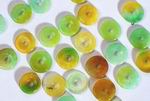 100 Green & Yellow Jade Coin Beads