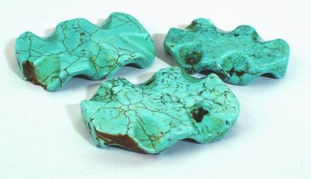 Huge Wavy   Green  Turquoise Slab Beads - 2 Large