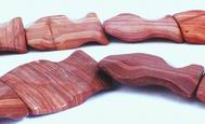 Unusual Petrified Wood Wavy Rectangle Beads - 5 Large