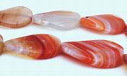 Sardonyx Agate Twist Oval Beads - Large