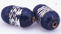 Large Blue Antique Barrel Acrylic Beads - Unusual!