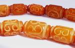 Carved Golden Yellow Mountain Jade Large Barrel Beads