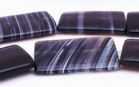 Black Sardonyx Agate Pillow Beads - Large