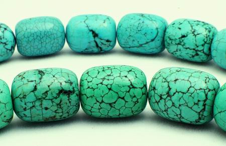 Monstrous Blue Turquoise Spiderweb Barrel Beads - Heavy!