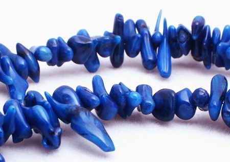 Unusual Blue Root Coral Chip Beads