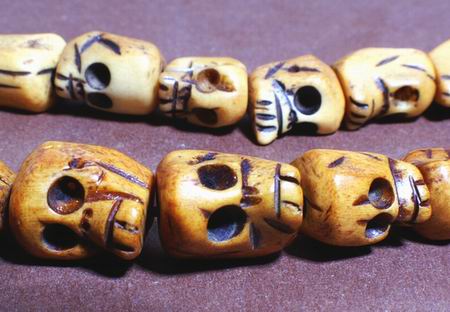 30 Unusual Bone Skull Beads - Individually Carved