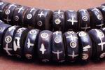 70 Unusual Ancient Writing Ceramic Rondelle Beads
