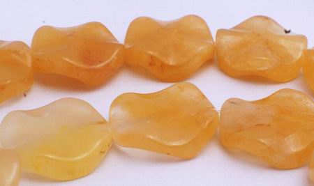 Yellow Topaz Wavy Coin Beads - Unusual!