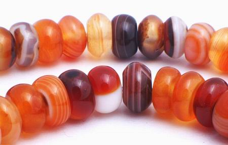 Striking Red Agate Rondelle Beads