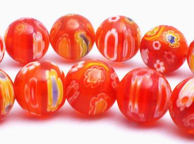 Beautiful Millefiori Orange Flower Beads