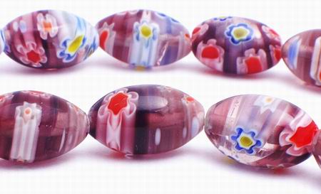 Dreamy Millefiori Red & Blue Flower Beads