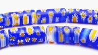 Beautiful Millefiori Blue Tube Flower Beads