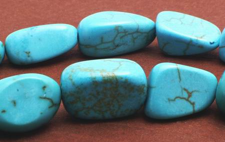Blue Turquoise Spiderweb Nugget Beads