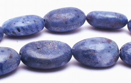 Unusual Blue Sponge Coral Flat  Oval Beads - Large