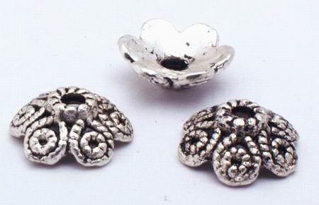 50 Victorian Silver Flower Bead Caps - 925