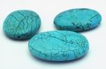 Four Large Spider Vein Blue Turquoise Oval Beads