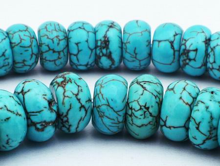 Spider Vein Blue Turquoise Rondell Beads