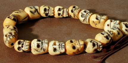 Tibetan WaterBuffalo Bone Skull Bracelet