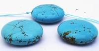 4 Blue Turquoise Matrix Button Beads - Large 35mm