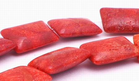 Ox Blood Red Coral Sponge Puff Pillow Beads