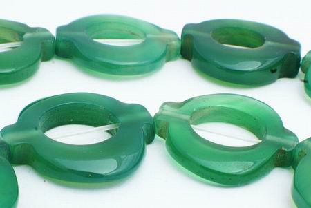 Green Carnelian Lantern Frame Beads - Unusual!