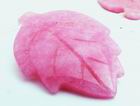 Two Summer Pink Carved Jade Leaf Beads -45mm