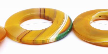 3 Huge Yellow Agate Frame Beads