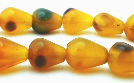 Vivid Yellow Agate Teardrop Beads