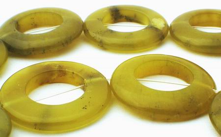 11 Huge Yellow-Green Taiwan Jade Frame Beads