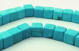 Striking Blue Turquoise Cube Bead Strand