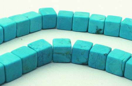 Striking Blue Turquoise Cube Bead Strand