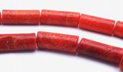 Red Coral Sponge Tube Bead Strand