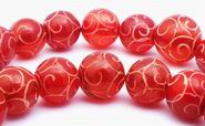 Unusual 8mm Cherry Red Mountain Jade Beads