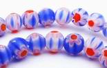 Beautiful Millefiori Red Flower Bead Strand